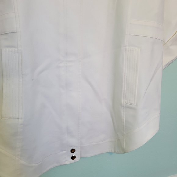Misook White Lightweight Minimalist Jacket Size Medium - Picture 4 of 8